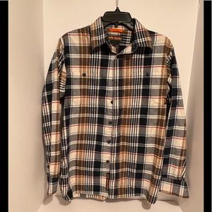 Walls Men's Longhorn Midweight Flannel Workshirt, Men’s size M, Brown Plaid